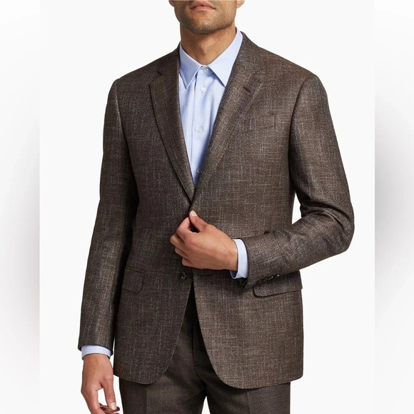 Emporio Armani G-line Deco Textured Plaid Wool 2 Button Sport Coat 50R - Picture 1 of 14